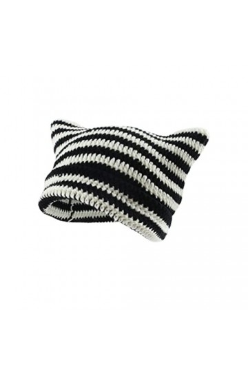 Chapeaux en crochet pour femme - Bonnet vintage pour femme - Chapeau de renard grunge - Accessoires souples pour femme, blanc