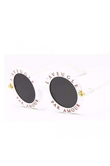 YIERJIU Lunettes Lunettes de Soleil Rondes rétro Femmes Marque Designer Cadre en Plastique Lettre Lunettes de Soleil Mode Fem