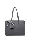 Sac A Main Femme Pompon Fourrure - Cabas Format A4 pour Cours - Grande Taille Shopping Fourre-Tout Porte-Document - Tendance 