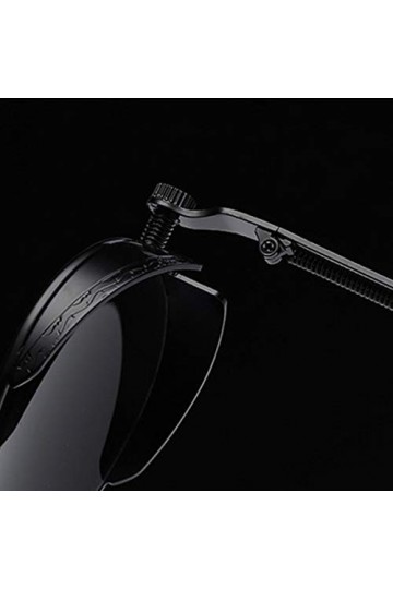 Josenidny Lunettes de Soleil Rondes en Métal Femmes Lunettes de Mode Vintage Lunettes de Soleil Uv400 Argent + Noir 