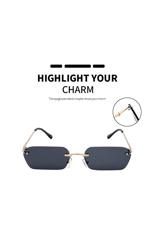 Lunettes de soleil rectangulaires sans bord, lunettes de soleil rectangulaires sans joie, lunettes de soleil de perspective v