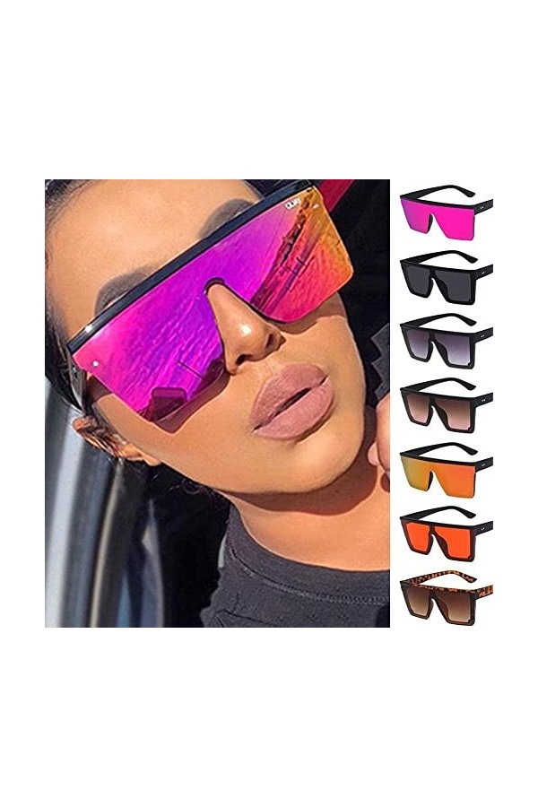 WAITLOVER Lunettes de soleil tendance pour femme - Dessus plat - Lunettes de soleil carrées vintage UV400 - Lunettes de solei