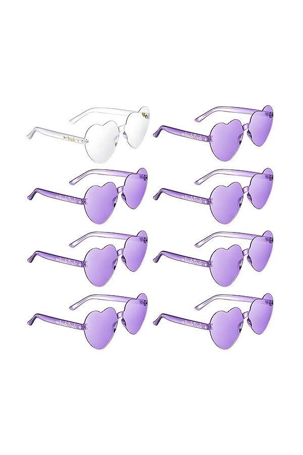 Weewooday 8 Pcs Lunettes de Soleil en Forme de Cœur Lunettes de Soleil dAmour Transparentes Colorées pour Mariée Transparen