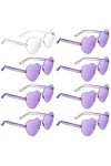 Weewooday 8 Pcs Lunettes de Soleil en Forme de Cœur Lunettes de Soleil dAmour Transparentes Colorées pour Mariée Transparen