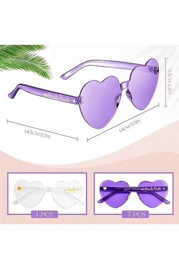 Weewooday 8 Pcs Lunettes de Soleil en Forme de Cœur Lunettes de Soleil dAmour Transparentes Colorées pour Mariée Transparen