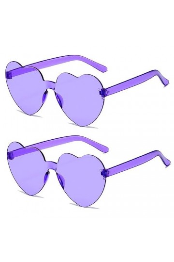 SECALIFE Lot de 2 paires de lunettes de soleil en forme de cœur multicolores sans monture en forme de cœur - Lunettes de sole