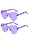 SECALIFE Lot de 2 paires de lunettes de soleil en forme de cœur multicolores sans monture en forme de cœur - Lunettes de sole