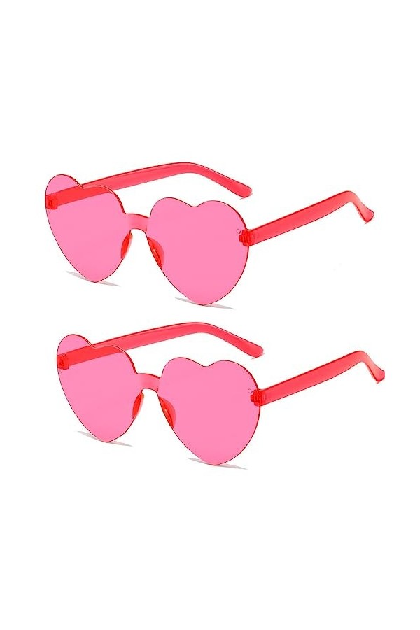 SECALIFE Lot de 2 paires de lunettes de soleil en forme de cœur multicolores sans monture en forme de cœur - Lunettes de sole