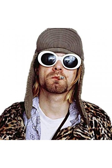 KGM Accessories Lunettes de soleil style Nirvana Kurt Cobain - Blanc