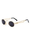 JiXuan Métal Ovale Cadre Steampunk Gothique Vampire Lunettes De Soleil Unisexe Rétro 1980s UV400 Cosplay Styling Lunettes De 