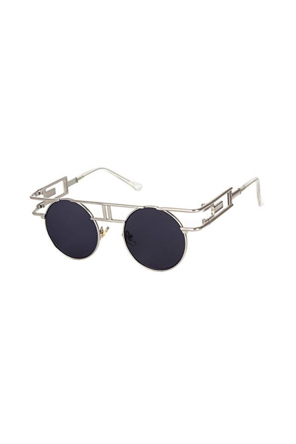 Yuandongxing Lunettes de Soleil à Monture Métallique Steampunk Femme Homme Vintage Lunettes de Soleil gothiques Vintage UV400
