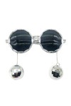 Newwyt Y2K Lunettes de Soleil pour Femmes Hommes, Lunettes de Soleil à Pendentif Boule Tendance Lunettes de Soleil Rondes Lun