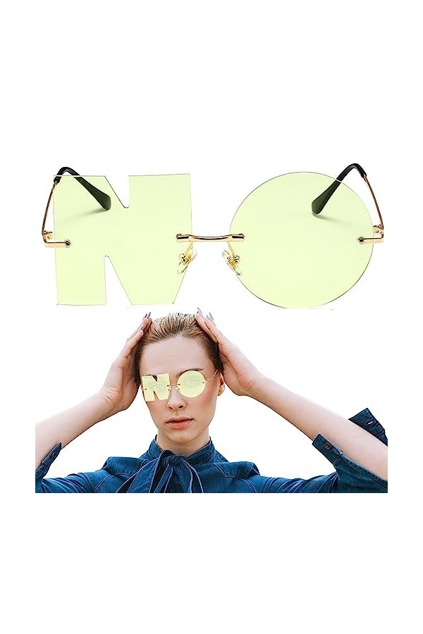 Cyhamse soleil lettre NO,soleil drôles irrégulières | 2023 Lettre Aucune nouveauté Lunettes Conception sans monture Anti-UV V