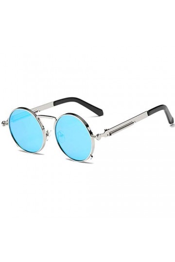 JiXuan Steampunk Goggles Lunettes de Soleil Hommes Femmes Lunettes de Soleil rondes Rétro Cercle Vintage Métal Lunettes de vu