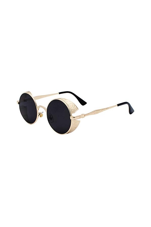 Yuandongxing Hommes Rétro Ronde Lunettes De Soleil Steampunk Nouvelle Mode Vintage Lunettes De Soleil Punk Cool Lunettes Pour