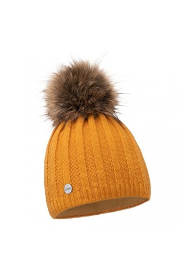 ELIMELI® Bonnet en cachemire pour femme,Bonnet dhiver chaud en laine avec cachemire,Bonnet dhiver avec fausse fourrure,Pomp