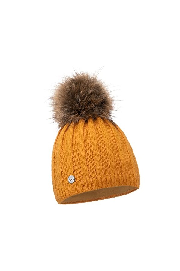 ELIMELI® Bonnet en cachemire pour femme,Bonnet dhiver chaud en laine avec cachemire,Bonnet dhiver avec fausse fourrure,Pomp