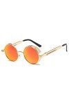FASE Lunettes de soleil rétro vintage UV400 pour femme Doré + orange
