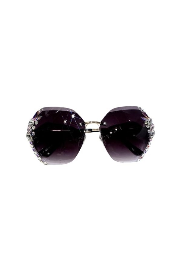 budiniao Verres polarisés élégants Vintage strass lunettes de soleil pour hommes femmes bloquent léblouissement clairement r