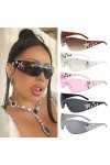 KITPIPI Star Y2K Sungalsses Lunettes de soleil sans monture avec pentagramme Décoration pour femme Protection UV Lunettes de 