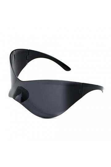 ZOHIKO Y2k Lunettes de soleil de sport futuristes surdimensionnées pour femme UV400 nuances punk sans monture B5L6 pour homme