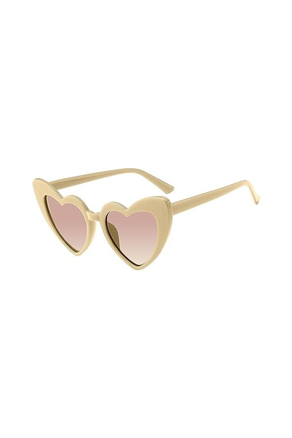 Ohicki Lunettes de soleil coeur pour femme,Lunettes de couleur bonbon teintées transparentes | Lunettes de couleur bonbon tei