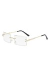 Hiessgozy XCSM Lunettes de soleil rectangulaires vintage sans monture pour homme et femme Petit rétro sans cadre carré teinté