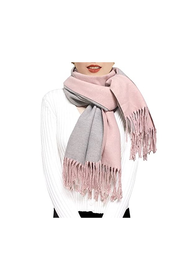 ehsbuy Echarpe Femme Cachemire Hiver Réversible Pashmina Longues Grande Épais Chaude Écharpes avec Gland Pour Cadeau Mariage