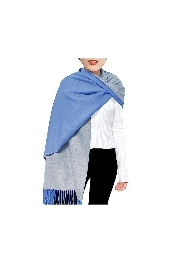 ehsbuy Echarpe Femme Cachemire Hiver Réversible Pashmina Longues Grande Épais Chaude Écharpes avec Gland Pour Cadeau Mariage