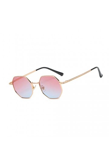 Lunettes de Soleil Teintées, Lunettes de Soleil avec Monture en Métal, Lunettes De Soleil Pour Femmes, Rétro Polygone Dégradé