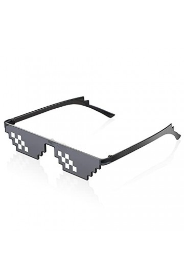 Lunettes de Mosaïque Pixel 8 Bits Lunettes de Soleil Unisexes Lunettes de Soleil de Joueur Anti-UV Lunettes Cool pour Hommes 