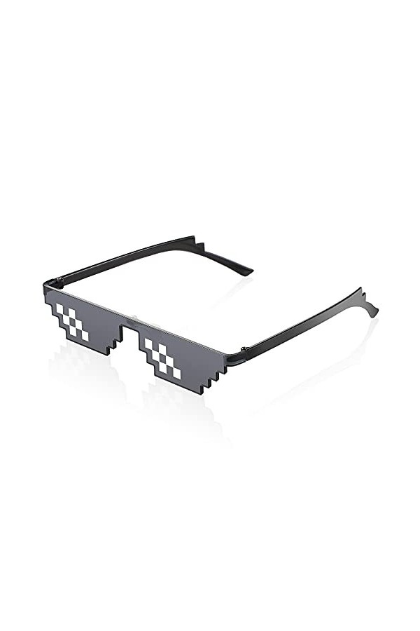 Lunettes de Mosaïque Pixel 8 Bits Lunettes de Soleil Unisexes Lunettes de Soleil de Joueur Anti-UV Lunettes Cool pour Hommes 
