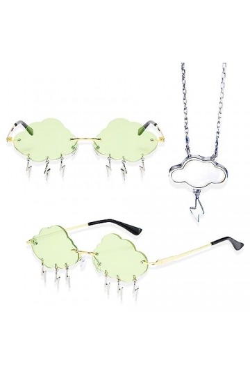 LaVenty Green Lunette Soleil Festival Lunettes de Soleil pour Femmes Lunettes de Soleil sans Monture en Forme de Soleil Lunet