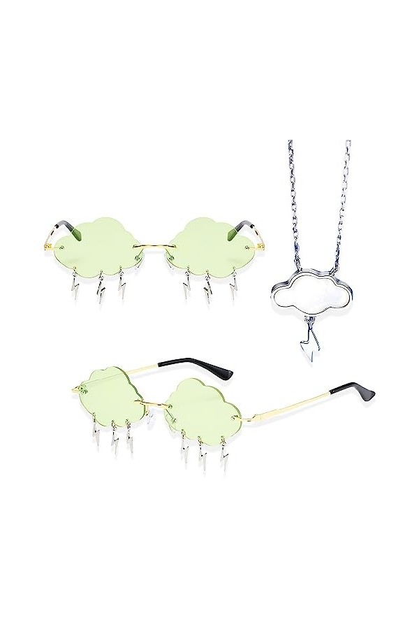 LaVenty Green Lunette Soleil Festival Lunettes de Soleil pour Femmes Lunettes de Soleil sans Monture en Forme de Soleil Lunet