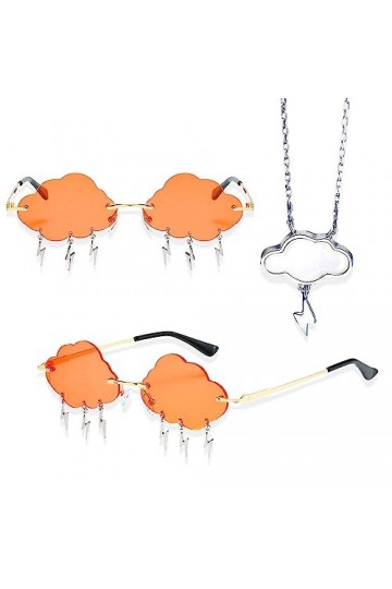 LaVenty Yellow Lunette Soleil Festival Lunettes de Soleil pour Femmes Lunettes de Soleil sans Monture en Forme de Soleil Lune