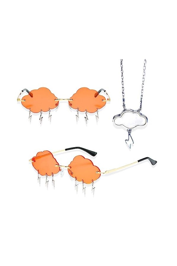 LaVenty Yellow Lunette Soleil Festival Lunettes de Soleil pour Femmes Lunettes de Soleil sans Monture en Forme de Soleil Lune