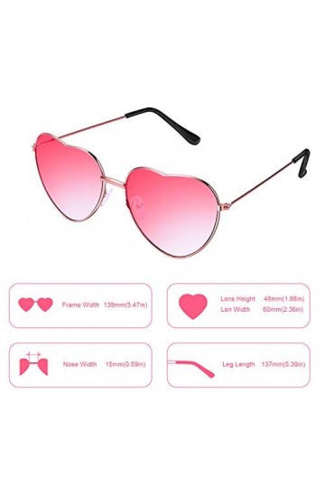 Boao 2 Paires de Lunettes Spécifications Hippies Lunettes en Forme de Coeur pour Accessoire Déguisement Hippie, Cadre Or Rose