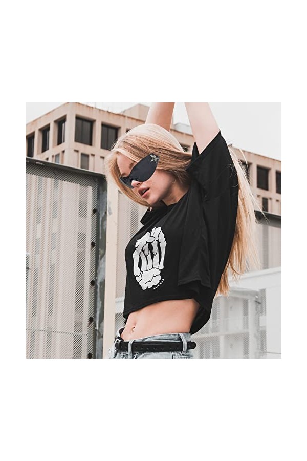 Y2k Lunettes de soleil, Y2K Wraparound Lunettes de soleil pour femme Punk sans monture, vintage sans bordure, lunettes de sol