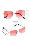 Pinsheng Lunettes de Soleil, 3 Pcs Lunettes en Forme de Coeur Hippies avec 1 Étui à Lunettes, Heart Lunettes Femme Retro Unis