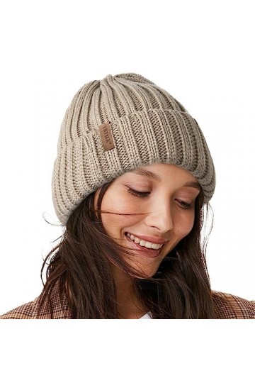 Furtalk Bonnet en tricot double couche pour femme - Gris - Medium