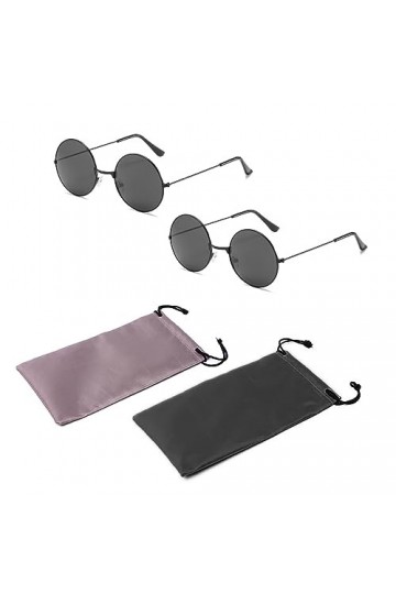 TAFACE 2 paires de lunettes de soleil rondes à monture noire avec flocons gris avec 2 sacs à lunettes, lunettes de soleil hip