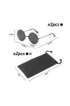 TAFACE 2 paires de lunettes de soleil rondes à monture noire avec flocons gris avec 2 sacs à lunettes, lunettes de soleil hip