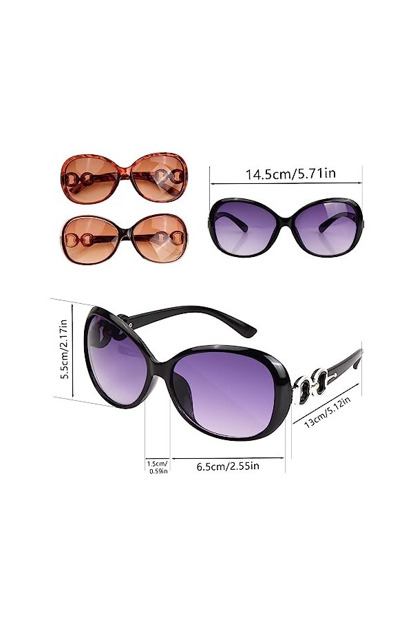 3Pcs Lunettes De Soleil Lunettes de Soleil Femme Polarisées Lunettes de Soleil Surdimensionnées Vintage Oversize Carré Lunett