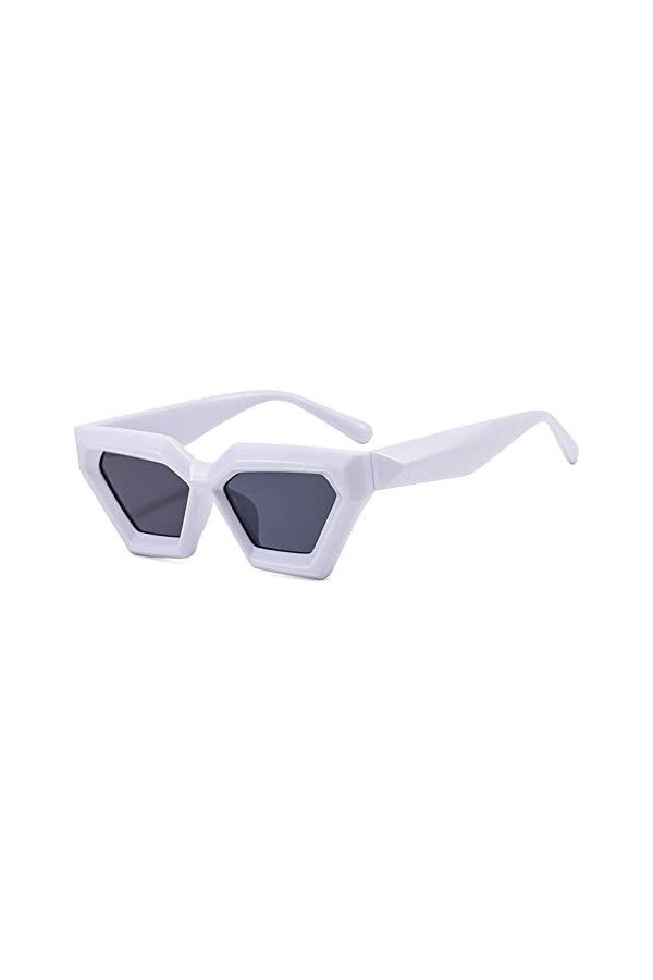 YAMEIZE Lunettes de Soleil Rectangle Flat Top Rhombus - pour Femmes Hommes Future Style Irregular Protection UV400 Tendance C