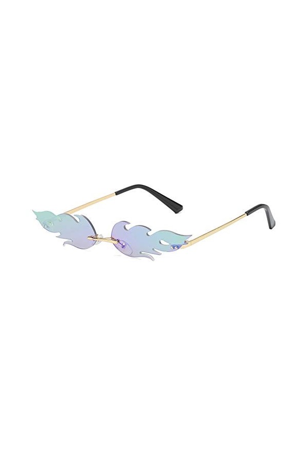 Aisoway Lunettes de soleil Flamme Femmes Hommes Rimless Lunettes de soleil Lunettes Vague Narrow Lunettes de soleil