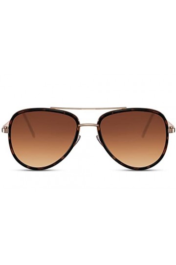 Cheapass Lunettes de soleil Femmes Robustes Cool Bords Dorés en Métal avec Verres Marron Recyclés Protégeant les Yeux