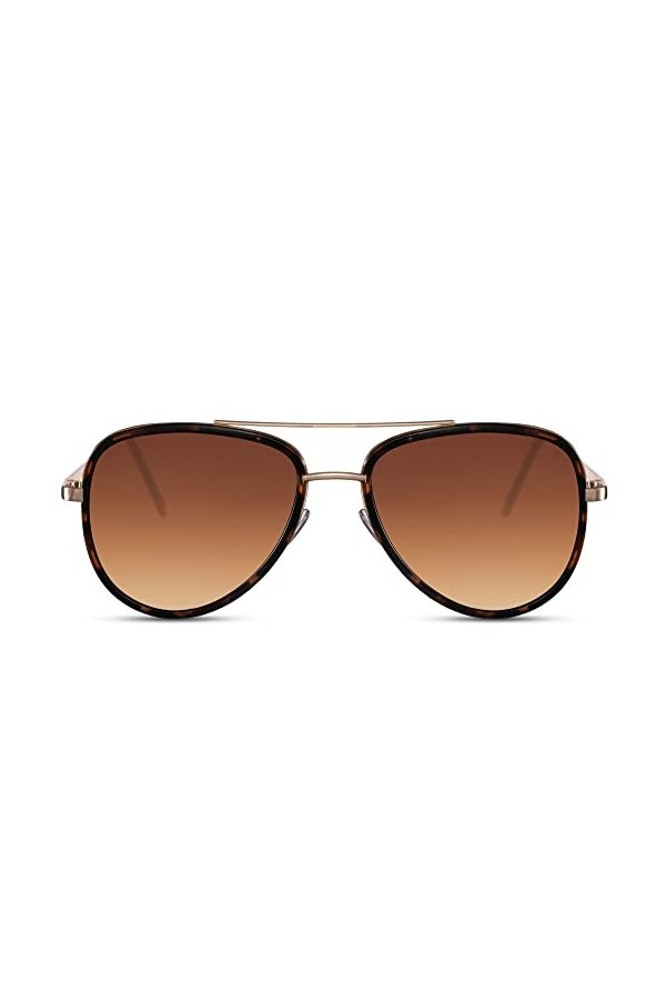 Cheapass Lunettes de soleil Femmes Robustes Cool Bords Dorés en Métal avec Verres Marron Recyclés Protégeant les Yeux