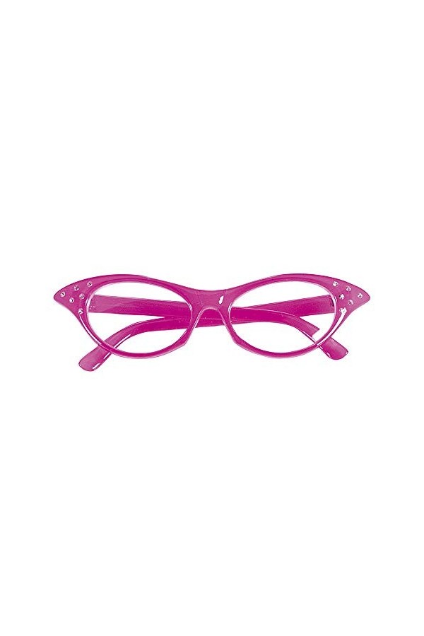 WIDMANN 96671 - Lunettes des années 50 avec strass, femme adulte, collège, rocknroll, carnaval, fêtes à thème, Couleur Noir
