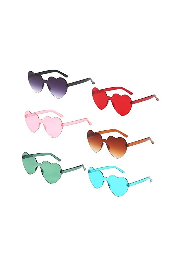 Lunettes Coeur, Lunettes de Soleil Coeur, Lunette de Soleil Rétro Sans Monture, Lunettes de Soleil Femme, Lunettes Vintage Hi