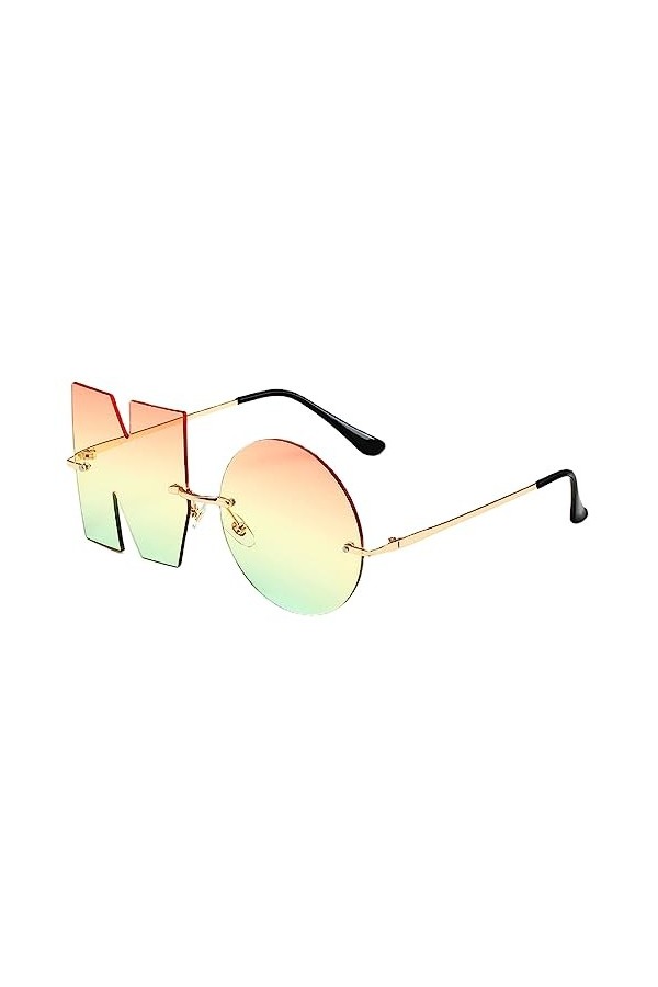 Lettre NO Lunettes de soleil sans monture, lunettes de soleil de protection UV au design unique irrégulier, lunettes de solei
